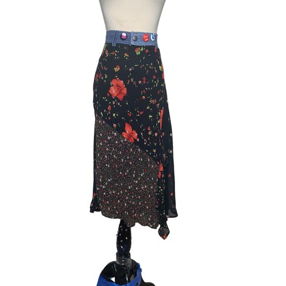 Maje Paris black floral ruffled skirt size 3- Small - Picture 1 of 16